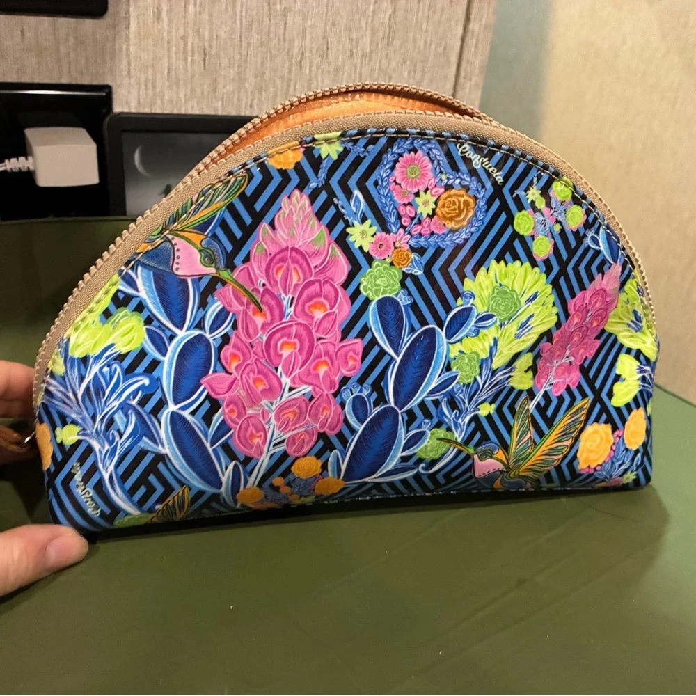 Hummingbird and cactus print Consuela Large Cosmetic Bag